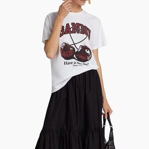 GANNI Cotton Cherry Logo T-Shirt 🍒